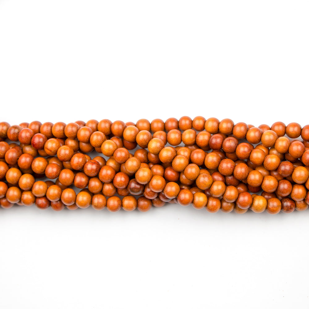 8mm Round REDWOOD Beads - 16 inch Strand