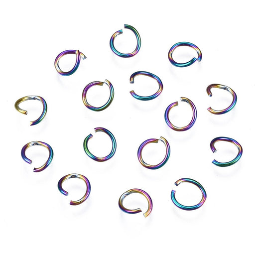 6mm 20g Open Jump Rings - Rainbow Plated Stainless Steel