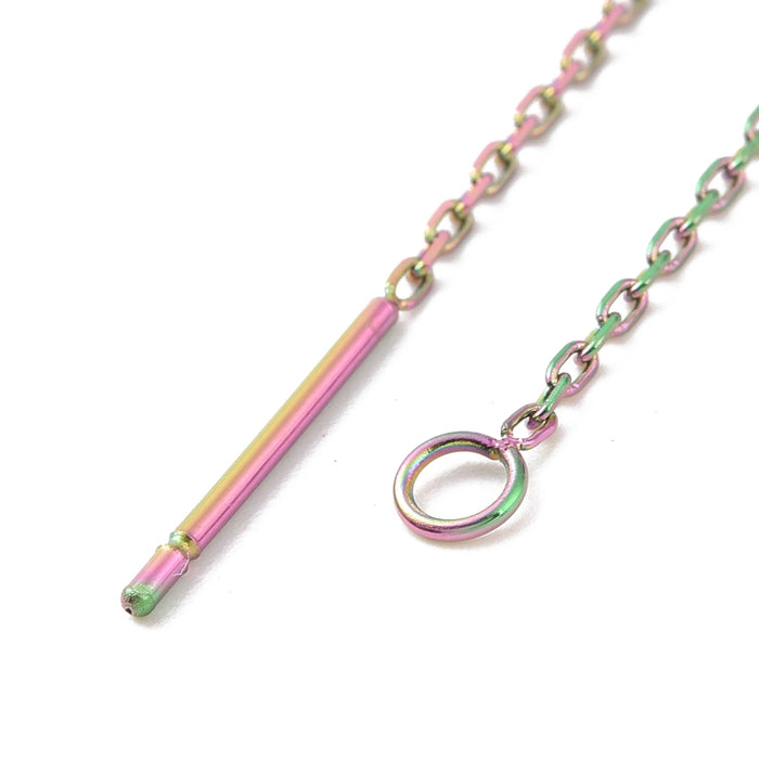 109mm Ear Threaders - Rainbow Plated Stainless Steel