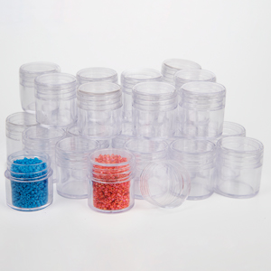 6.4 in x 5.4 in. Clear Plastic Covered Storage Box with 30 - 1 in. Round Containers