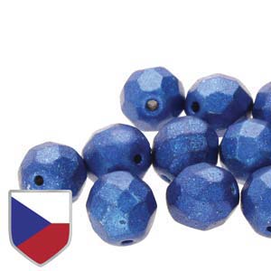 4mm FIRE POLISHED Bead (Czech Shield) - Metal Luster Crown Blue
