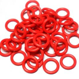 19swg (1.0mm) 5/64in. (2.0mm) ID 2.0AR  EPDM Rubber Jump Rings - Red