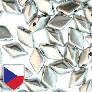 Two-Hole 8mm x 5mm GEMDUO Bead (Czech Shield) - Crystal Bronze Aluminum