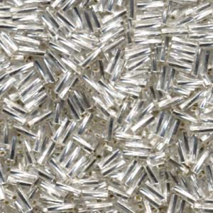 Miyuki 2mm x 6mm Twisted BUGLE Beads - Silverlined Crystal