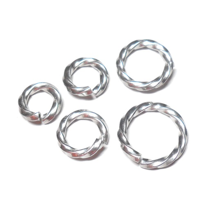 16swg 1/4 (6.6mm) ID Twisted Square Wire Jump Rings - Bright Aluminum