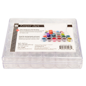 6.4 in x 5.4 in. Clear Plastic Covered Storage Box with 30 - 1 in. Squ —  That Bead Lady