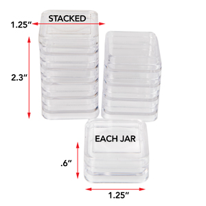Square Clear Plastic Stacker Jars; 2 Stacks 1.25 in. x 2.3 in. with 2 Lid