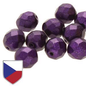 4mm FIRE POLISHED Bead (Czech Shield) - Metal Luster Purple