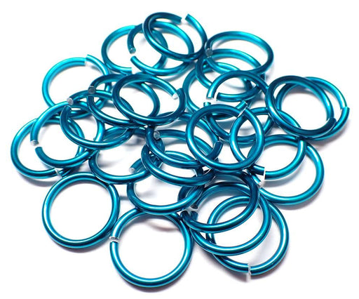 16swg (1.6mm) 5/16in. (8.3mm) ID 5.2AR Anodized  Aluminum Jump Rings - Teal