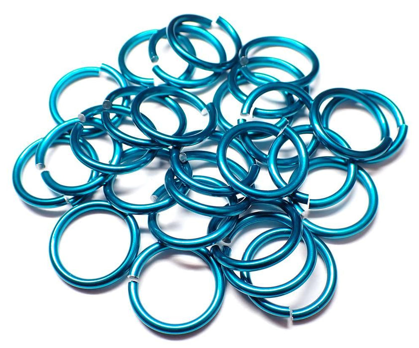 20awg (0.8mm) 5/32in. (4.3mm) ID 5.4AR Anodized  Aluminum Jump Rings - Teal
