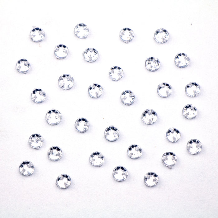 4mm Two Hole Circle Acrylic Rhinestone - Crystal