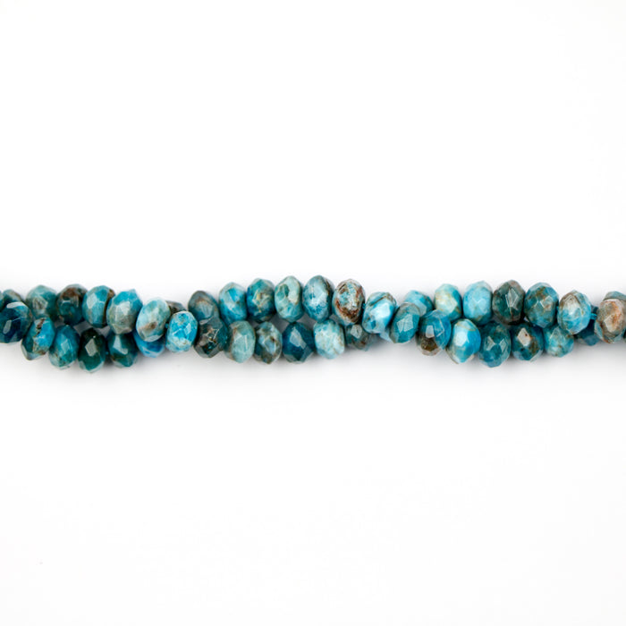 8mm Faceted Rondelle BLUE APATITE - 8 inch Strand