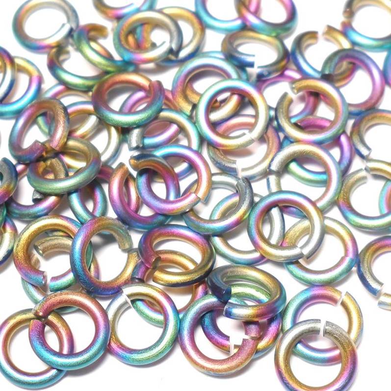 16swg (1.6mm) 5/16in. (8.42mm) ID 5.26AR Rainbow Titanium Jump Rings